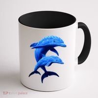 Mama And Baby Dolphin Coffee Mug thumb 1