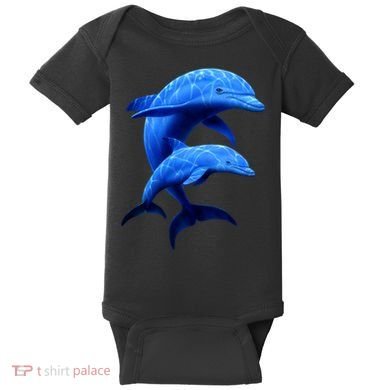 Mama And Baby Dolphin Baby Bodysuit