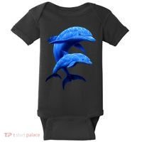 Mama And Baby Dolphin Baby Bodysuit thumb 0