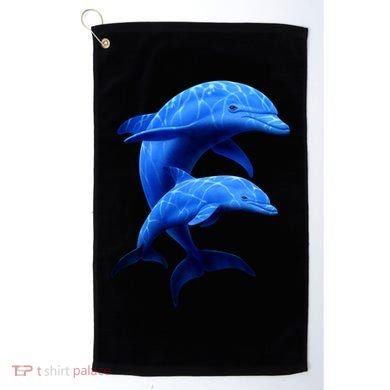 Mama And Baby Dolphin Golf Towel