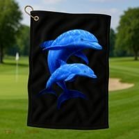 Mama And Baby Dolphin Golf Towel thumb 1