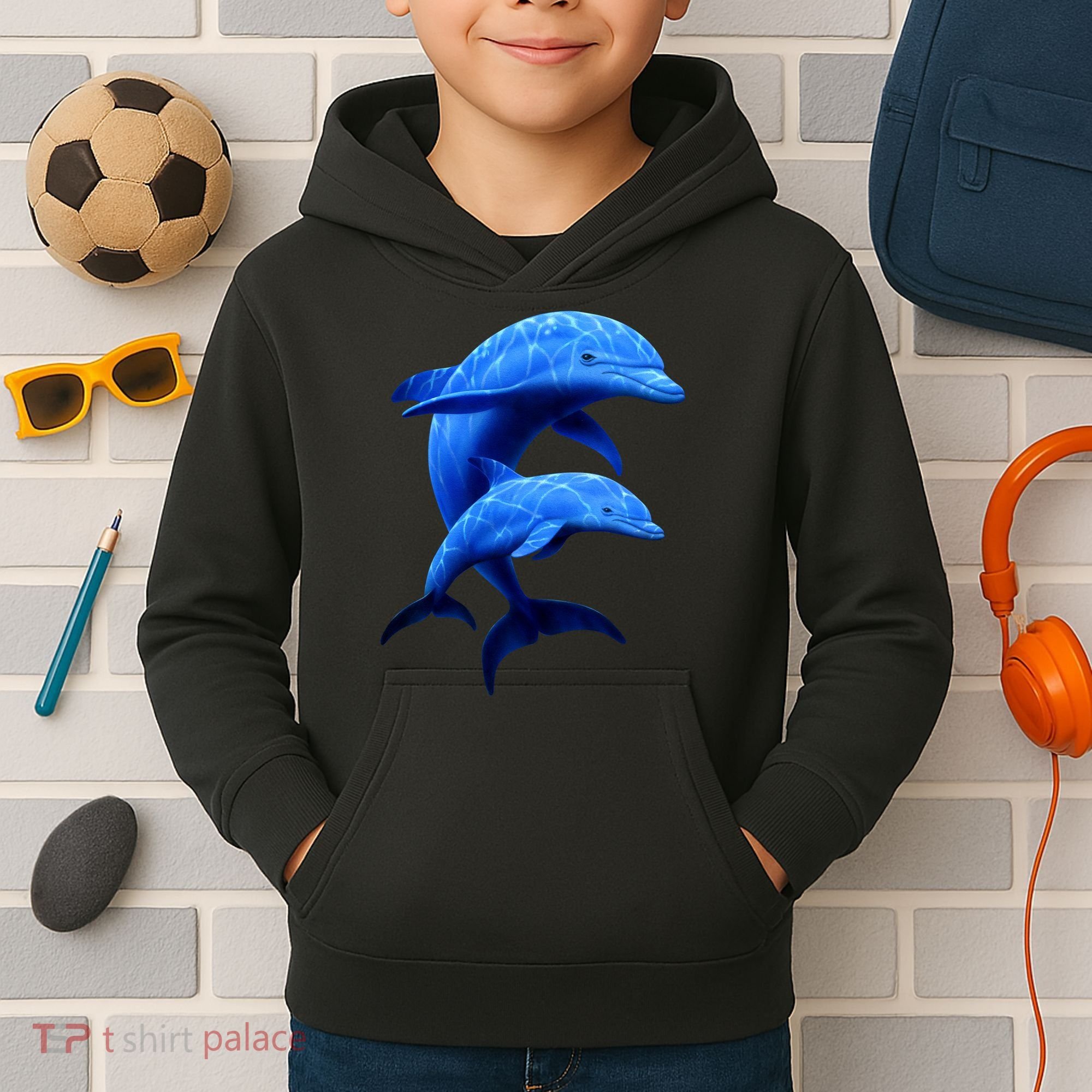 Mama And Baby Dolphin Kids Hoodie