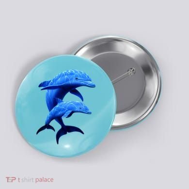 Mama And Baby Dolphin Button