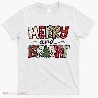 Merry And Bright Christmas Lights Xmas Holiday Family Match T-Shirt thumb 0