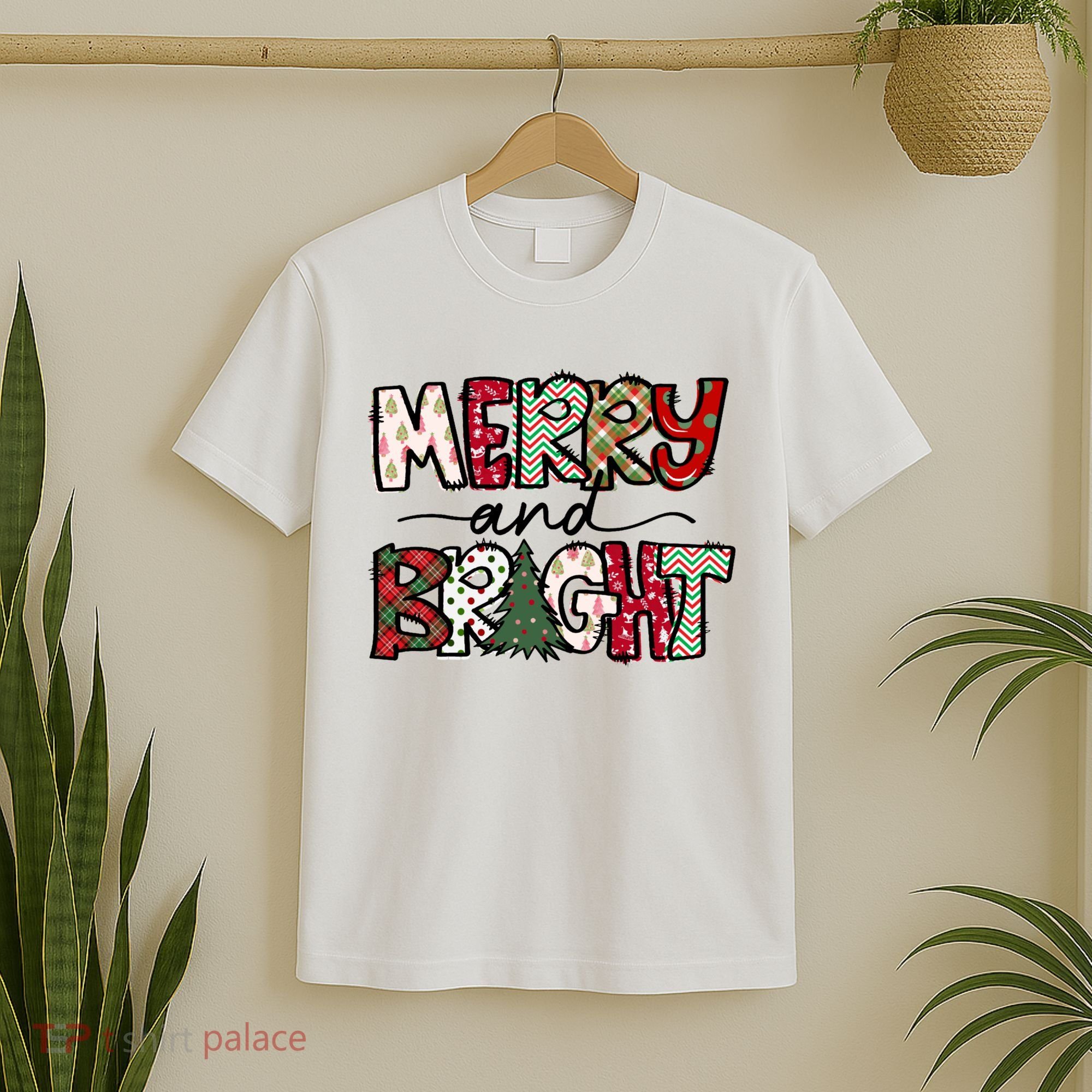 Merry And Bright Christmas Lights Xmas Holiday Family Match T-Shirt