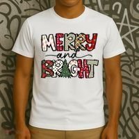 Merry And Bright Christmas Lights Xmas Holiday Family Match T-Shirt thumb 3