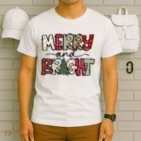 Merry And Bright Christmas Lights Xmas Holiday Family Match T-Shirt thumb 6