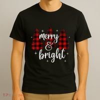 Merry And Bright Matching Family Gifts Xmas Trees Raglan Baseball T-Shirt thumb 3