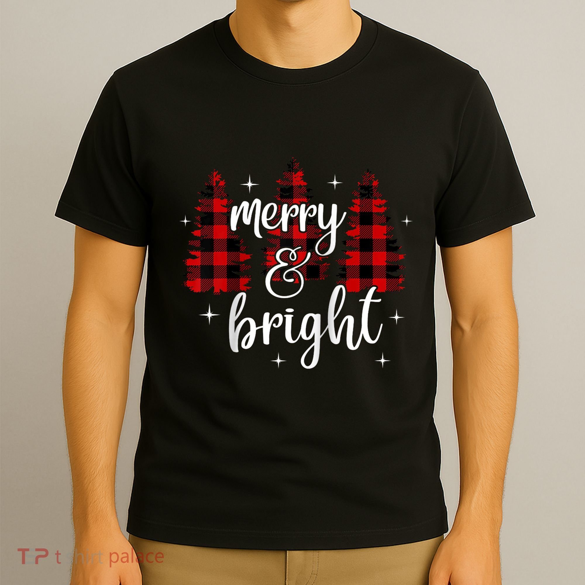 Merry And Bright Matching Family Gifts Xmas Trees Raglan Baseball T-Shirt