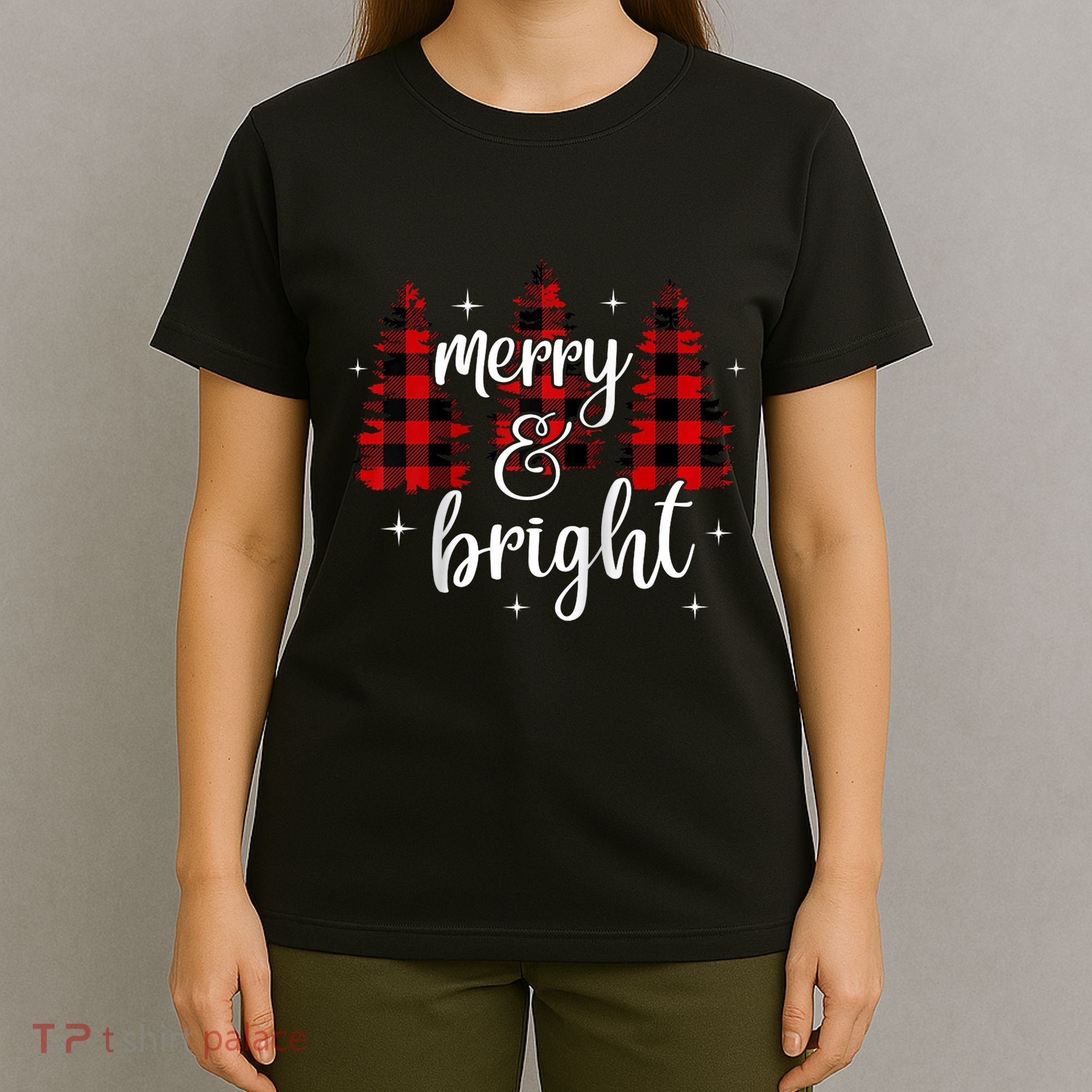 Merry And Bright Matching Family Gifts Xmas Trees Raglan Baseball T-Shirt