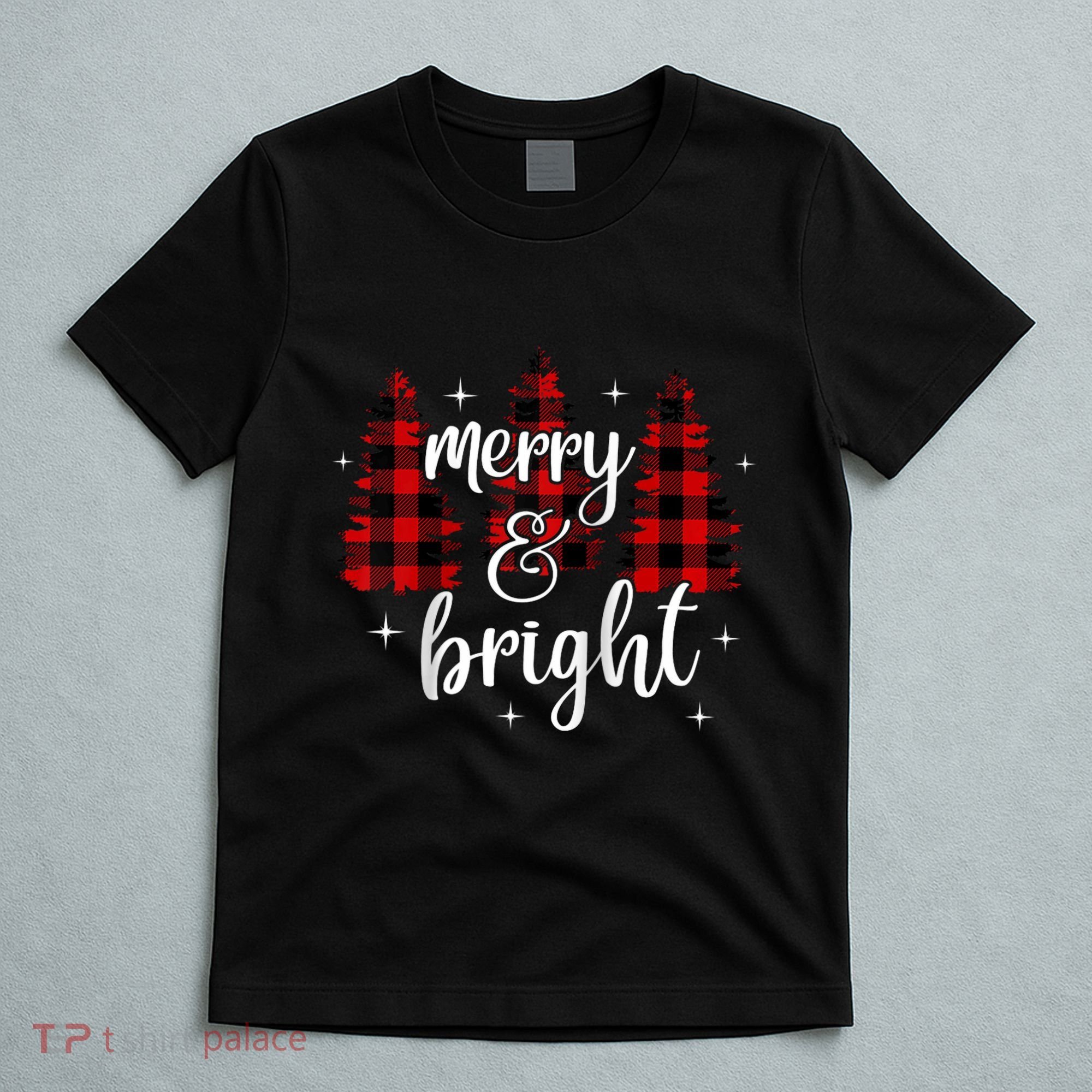 Merry And Bright Matching Family Gifts Xmas Trees Raglan Baseball T-Shirt