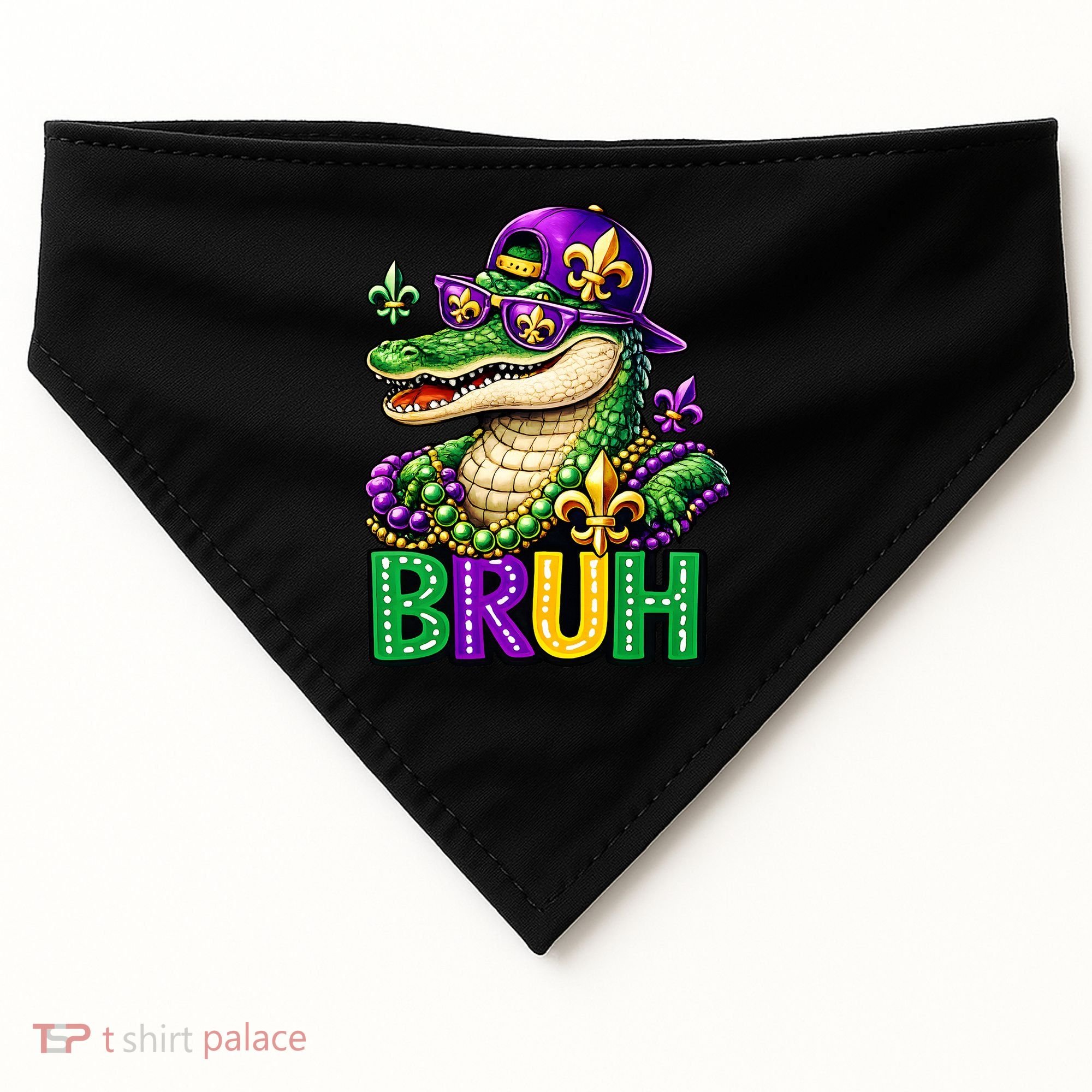 Mardigator Alligator Bruh Mardi Gras USA-Made Doggie Bandana