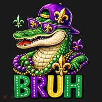Mardigator Alligator Bruh Mardi Gras USA-Made Doggie Bandana thumb 2