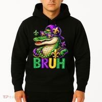 Mardigator Alligator Bruh Mardi Gras Hoodie thumb 2