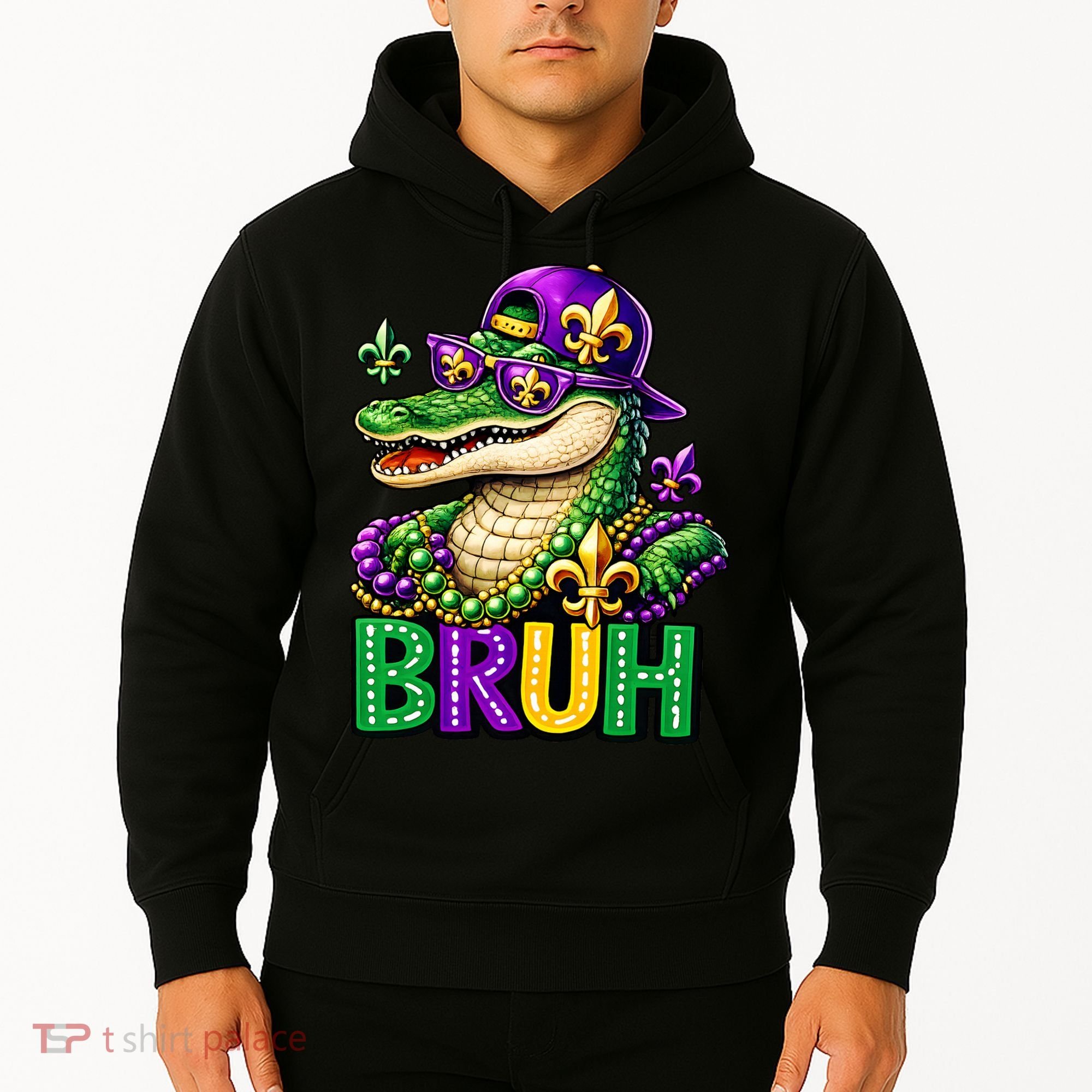 Mardigator Alligator Bruh Mardi Gras Hoodie