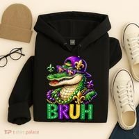 Mardigator Alligator Bruh Mardi Gras Hoodie thumb 4