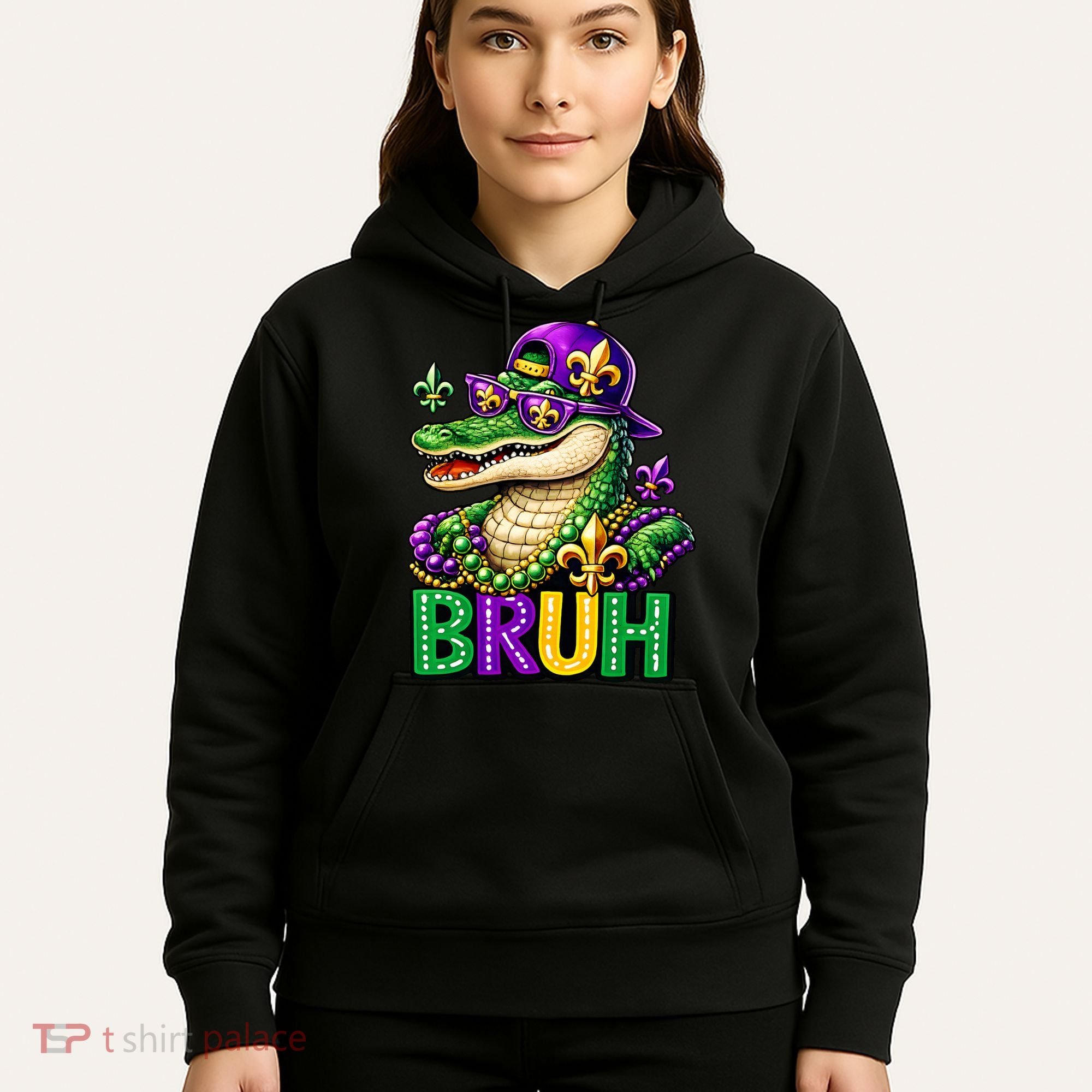 Mardigator Alligator Bruh Mardi Gras Hoodie