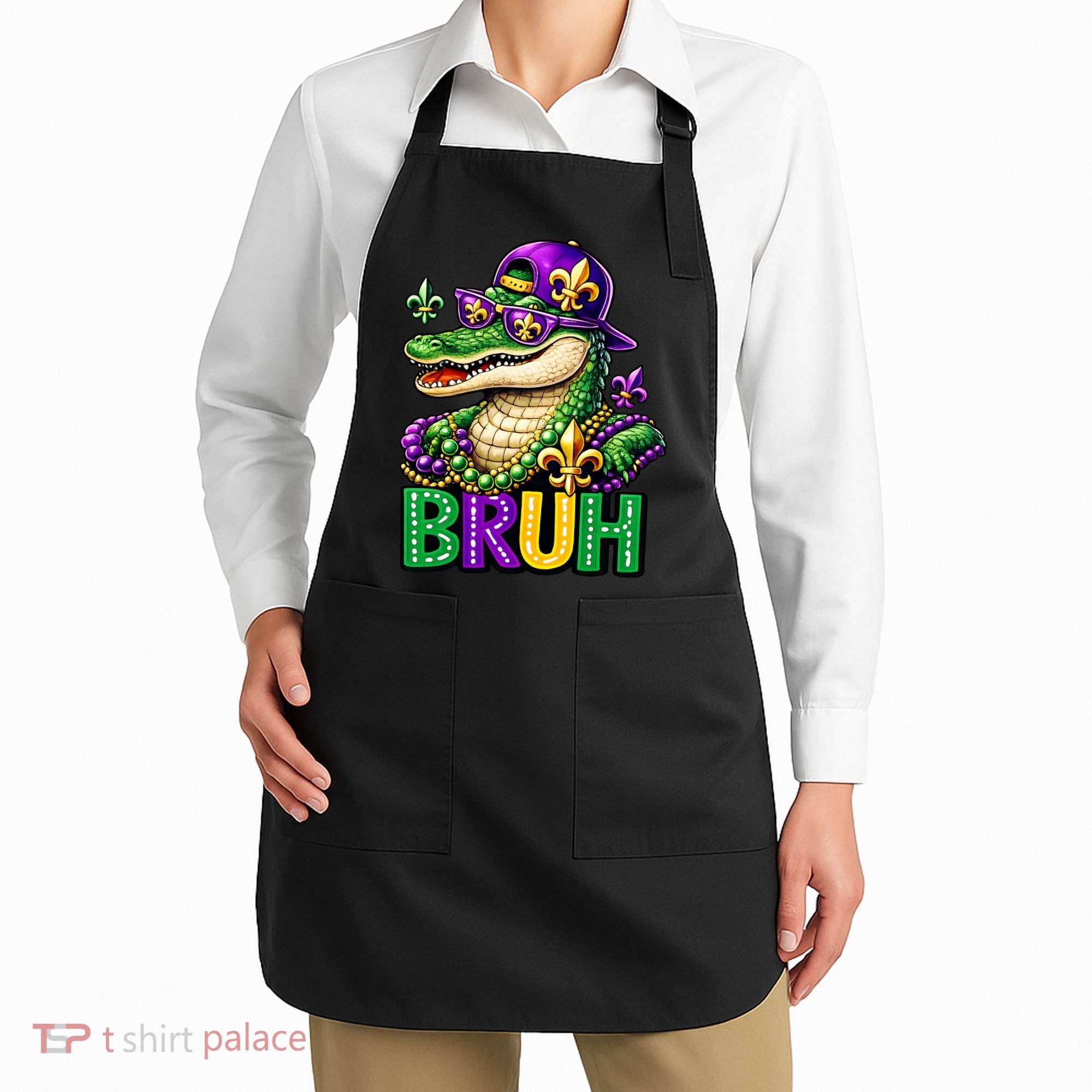 Mardigator Alligator Bruh Mardi Gras Apron
