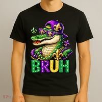 Mardigator Alligator Bruh Mardi Gras T-Shirt thumb 3