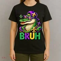 Mardigator Alligator Bruh Mardi Gras T-Shirt thumb 4