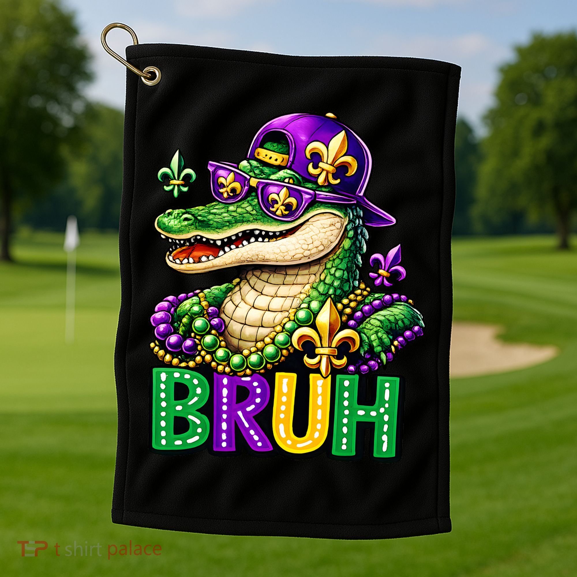 Mardigator Alligator Bruh Mardi Gras Golf Towel