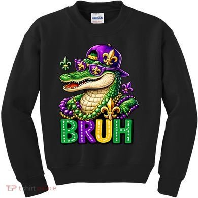 Mardigator Alligator Bruh Mardi Gras Kids Sweatshirt