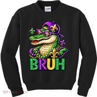 Mardigator Alligator Bruh Mardi Gras Kids Sweatshirt thumb 0