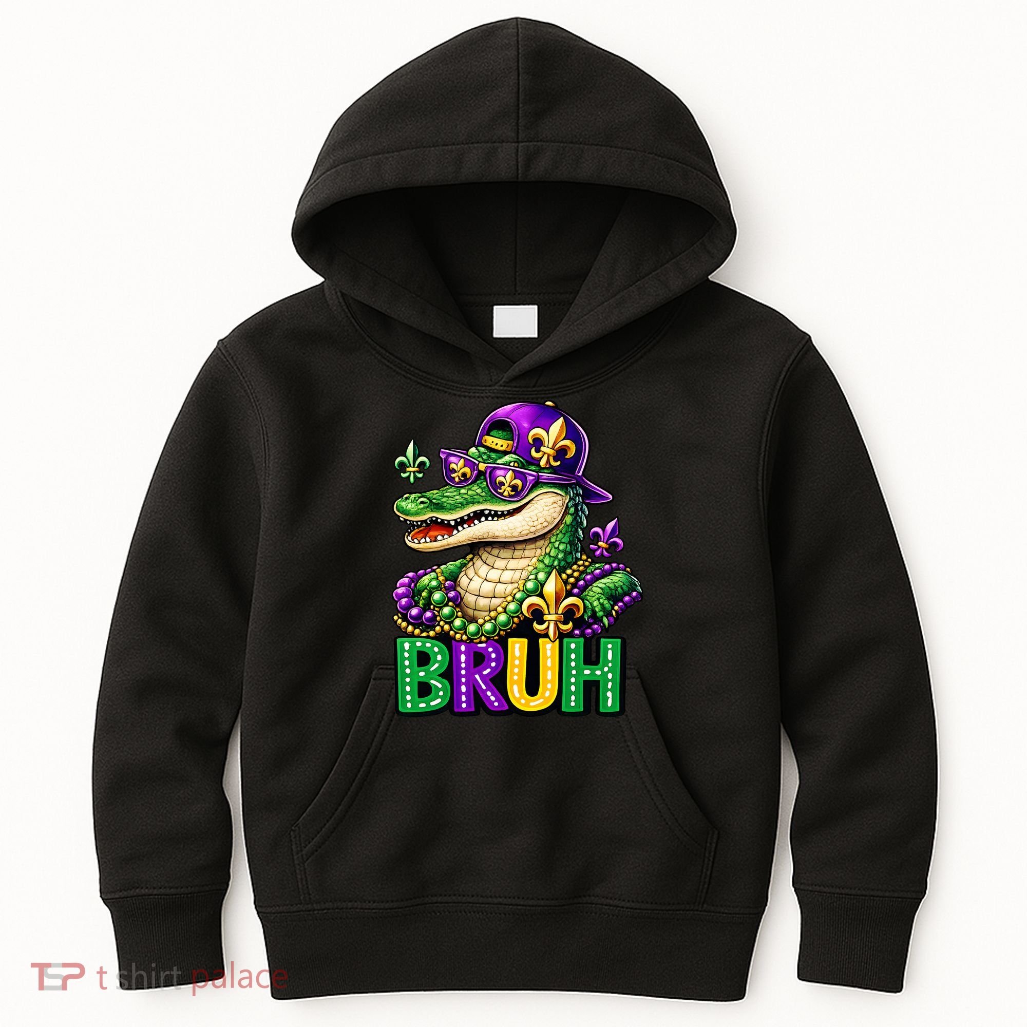 Mardigator Alligator Bruh Mardi Gras Kids Hoodie