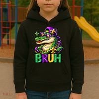 Mardigator Alligator Bruh Mardi Gras Kids Hoodie thumb 3