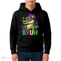 Mardigator Alligator Bruh Mardi Gras Kids Hoodie thumb 4