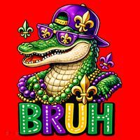 Mardigator Alligator Bruh Mardi Gras Santa Hat thumb 1