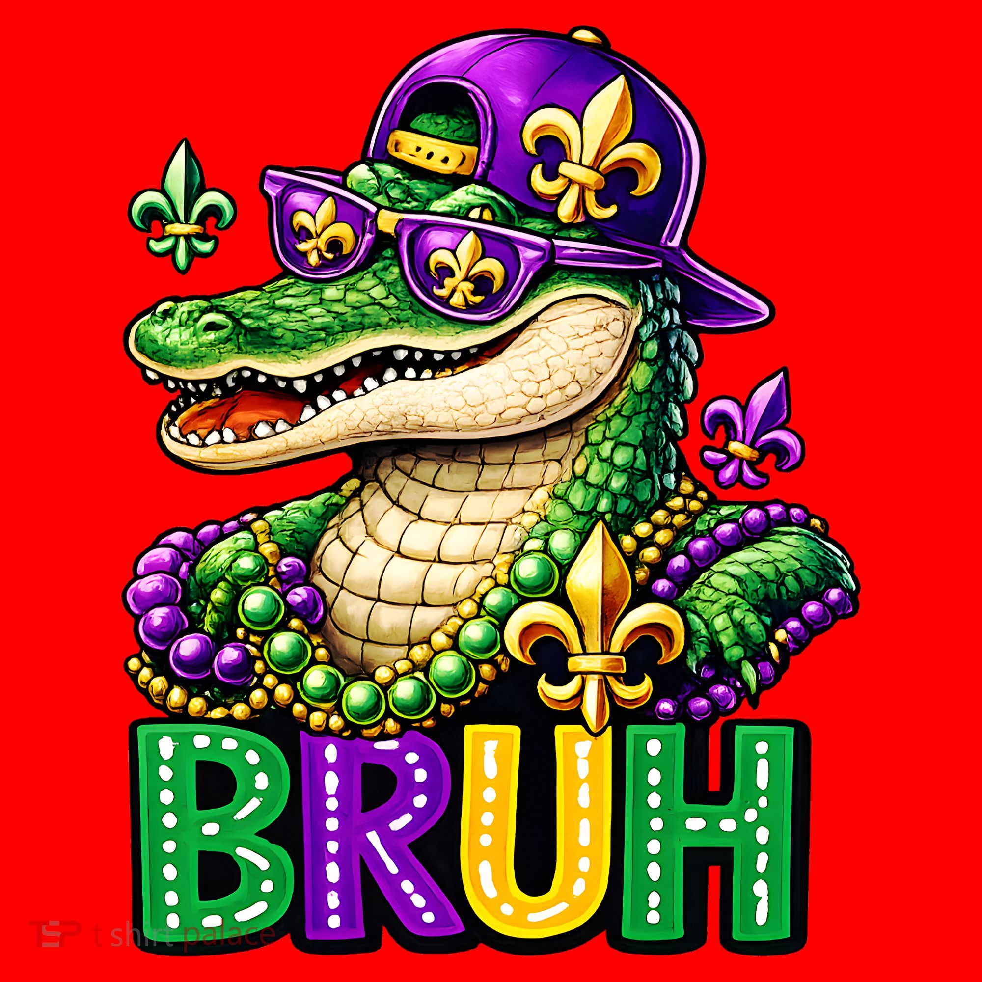 Mardigator Alligator Bruh Mardi Gras Santa Hat