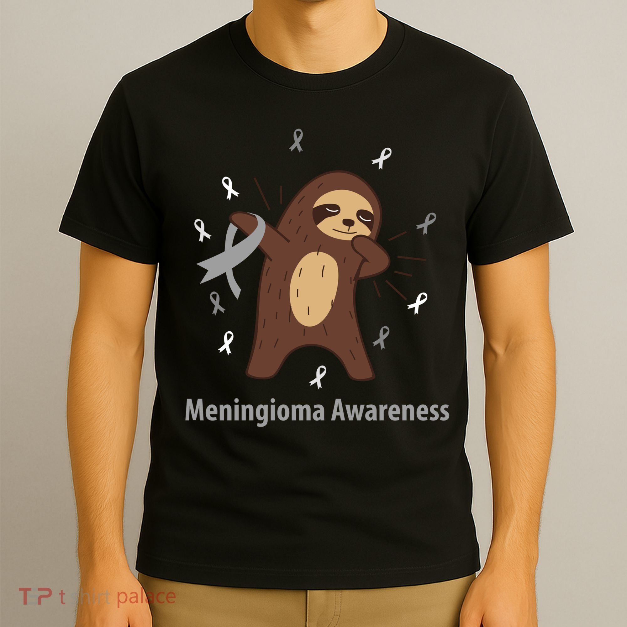 Meningioma Awareness Brain Cancer Related Sloth Ribbon Gift T-Shirt