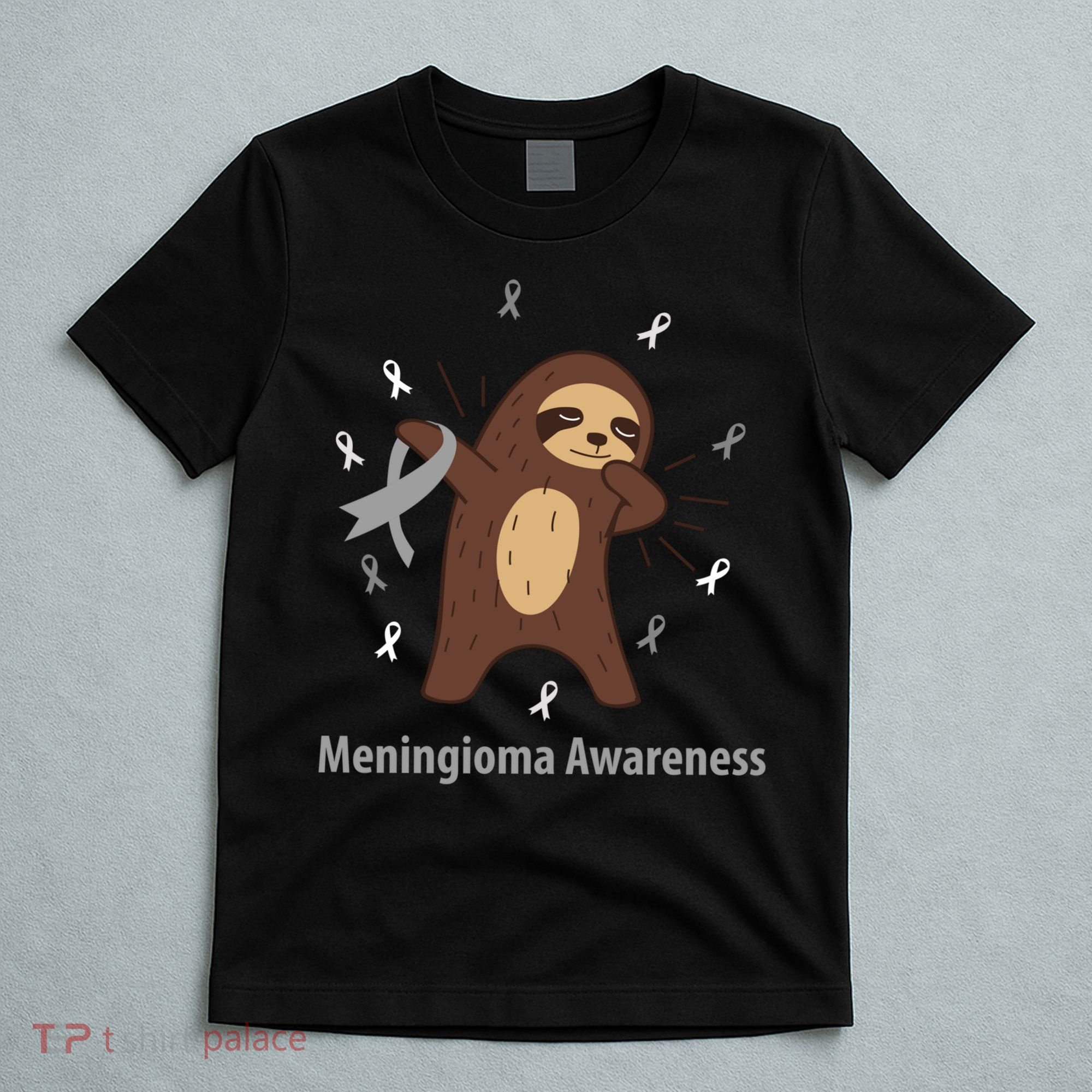 Meningioma Awareness Brain Cancer Related Sloth Ribbon Gift T-Shirt
