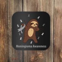 Meningioma Awareness Brain Cancer Related Sloth Ribbon Gift Coaster thumb 0