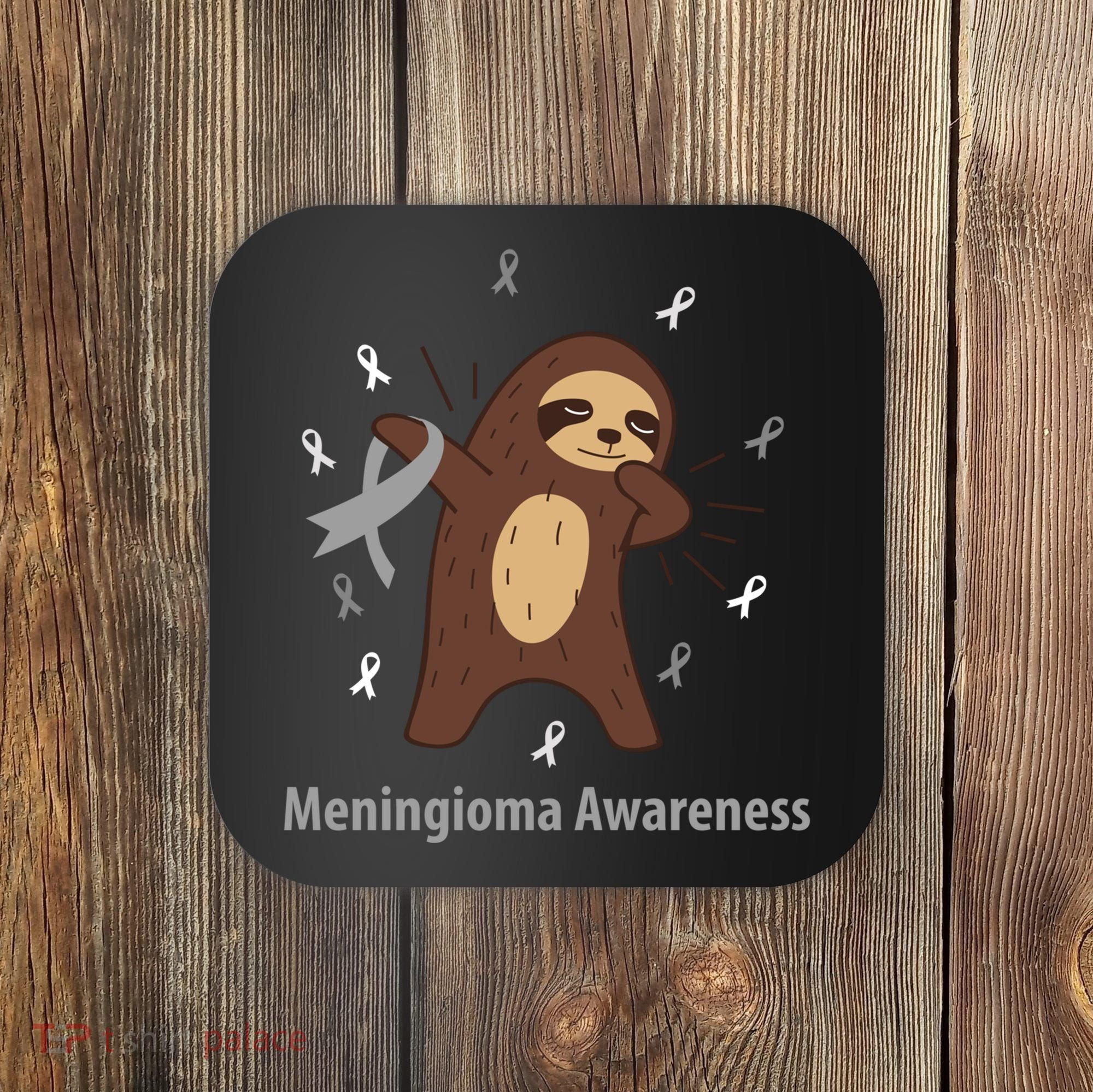 Meningioma Awareness Brain Cancer Related Sloth Ribbon Gift Coaster