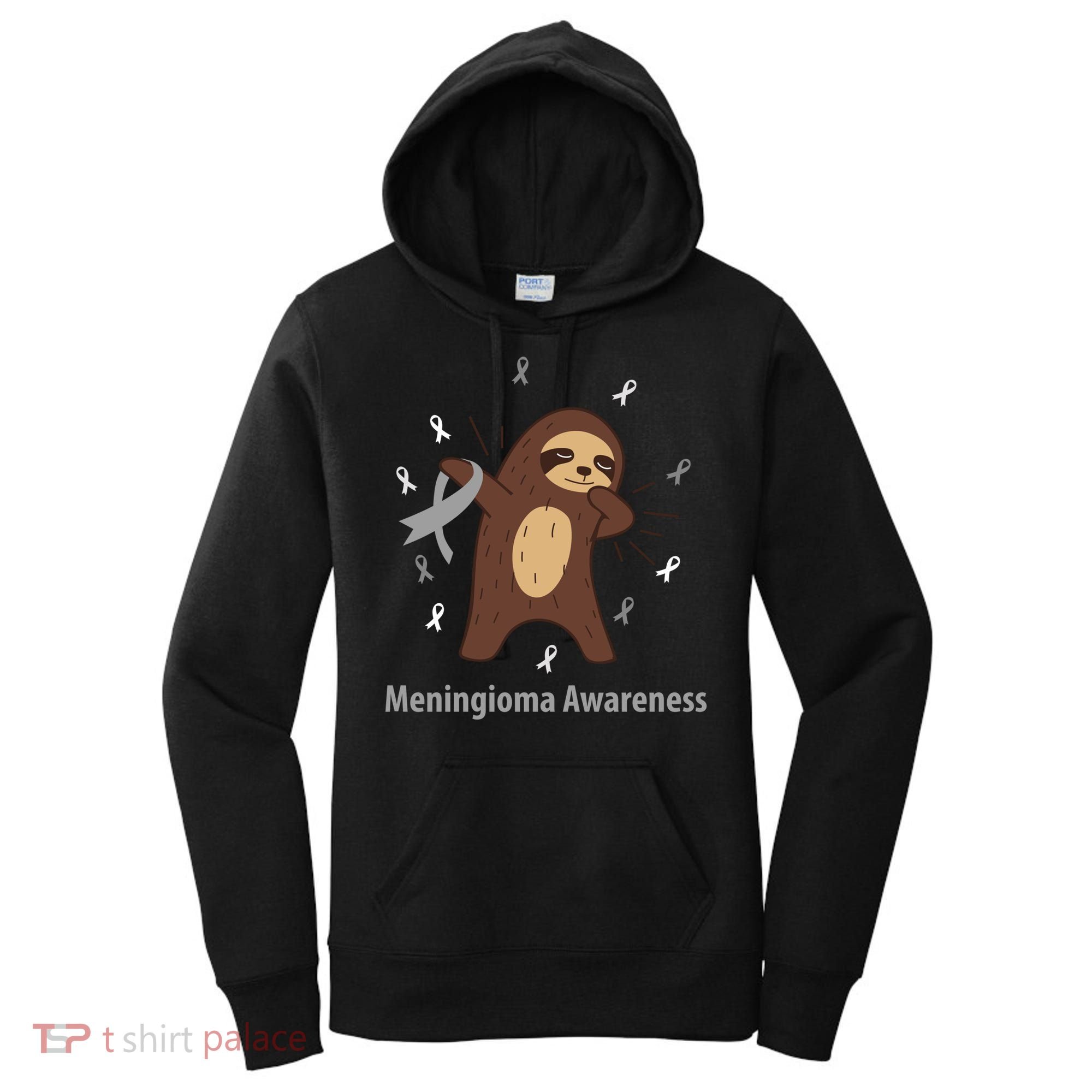 Meningioma Awareness Brain Cancer Related Sloth Ribbon Gift Women's Hoodie