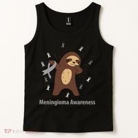 Meningioma Awareness Brain Cancer Related Sloth Ribbon Gift Tank Top thumb 2