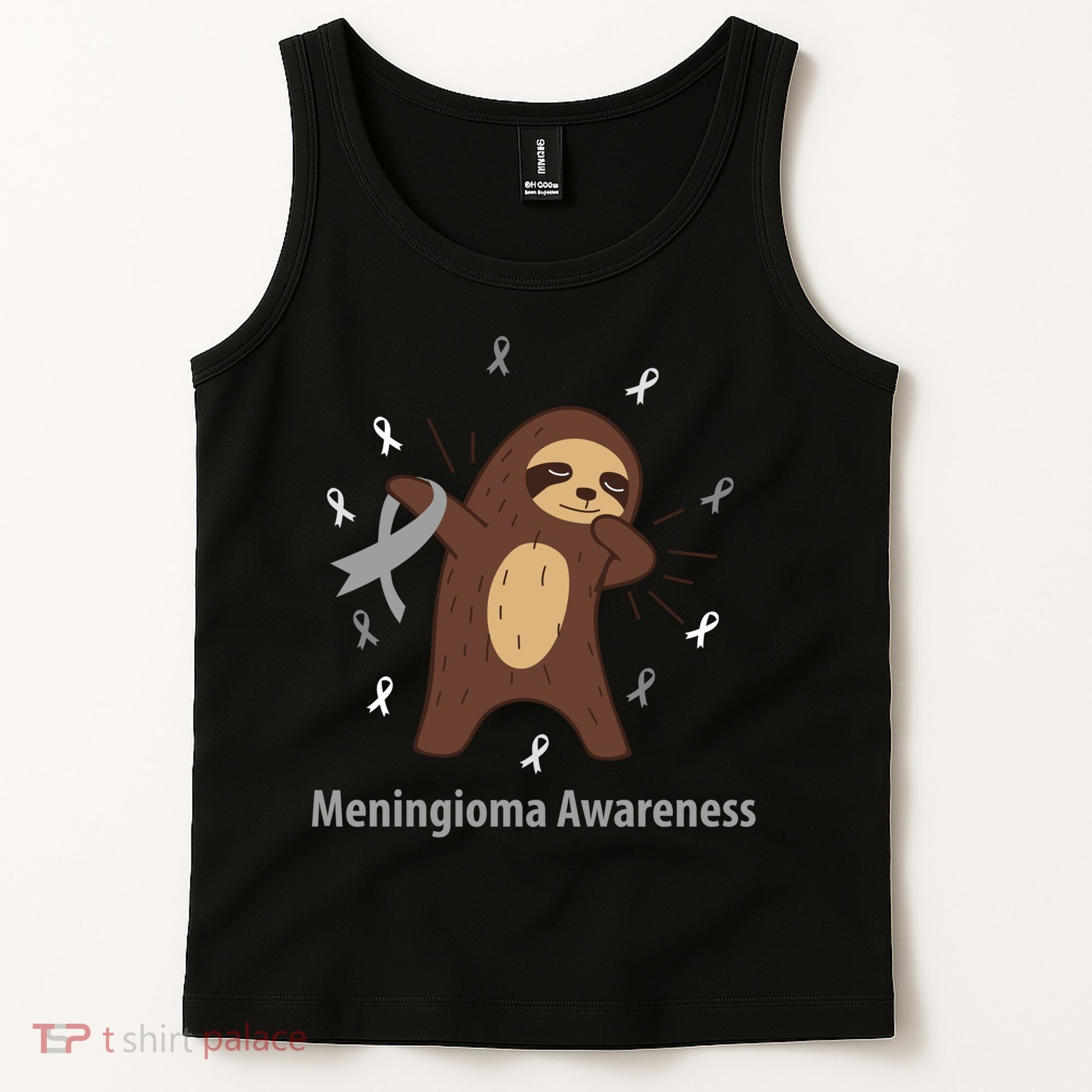Meningioma Awareness Brain Cancer Related Sloth Ribbon Gift Tank Top