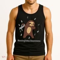Meningioma Awareness Brain Cancer Related Sloth Ribbon Gift Tank Top thumb 3