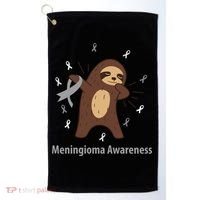 Meningioma Awareness Brain Cancer Related Sloth Ribbon Gift Golf Towel thumb 0