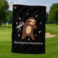 Meningioma Awareness Brain Cancer Related Sloth Ribbon Gift Golf Towel thumb 1