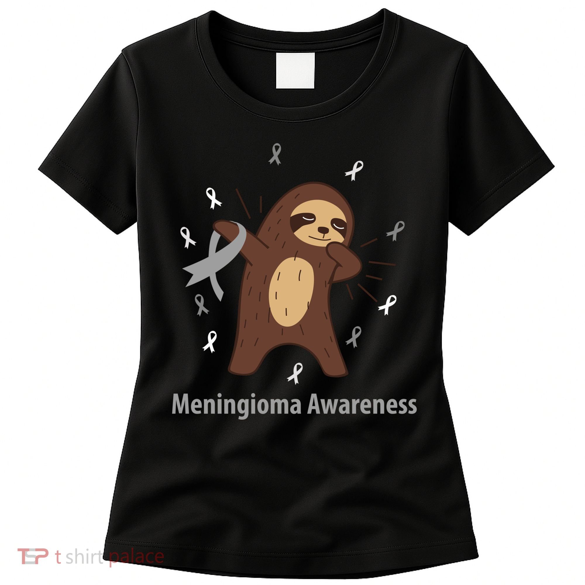 Meningioma Awareness Brain Cancer Related Sloth Ribbon Gift Women's T-Shirt