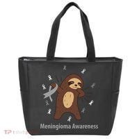 Meningioma Awareness Brain Cancer Related Sloth Ribbon Gift Tote Bag thumb 0