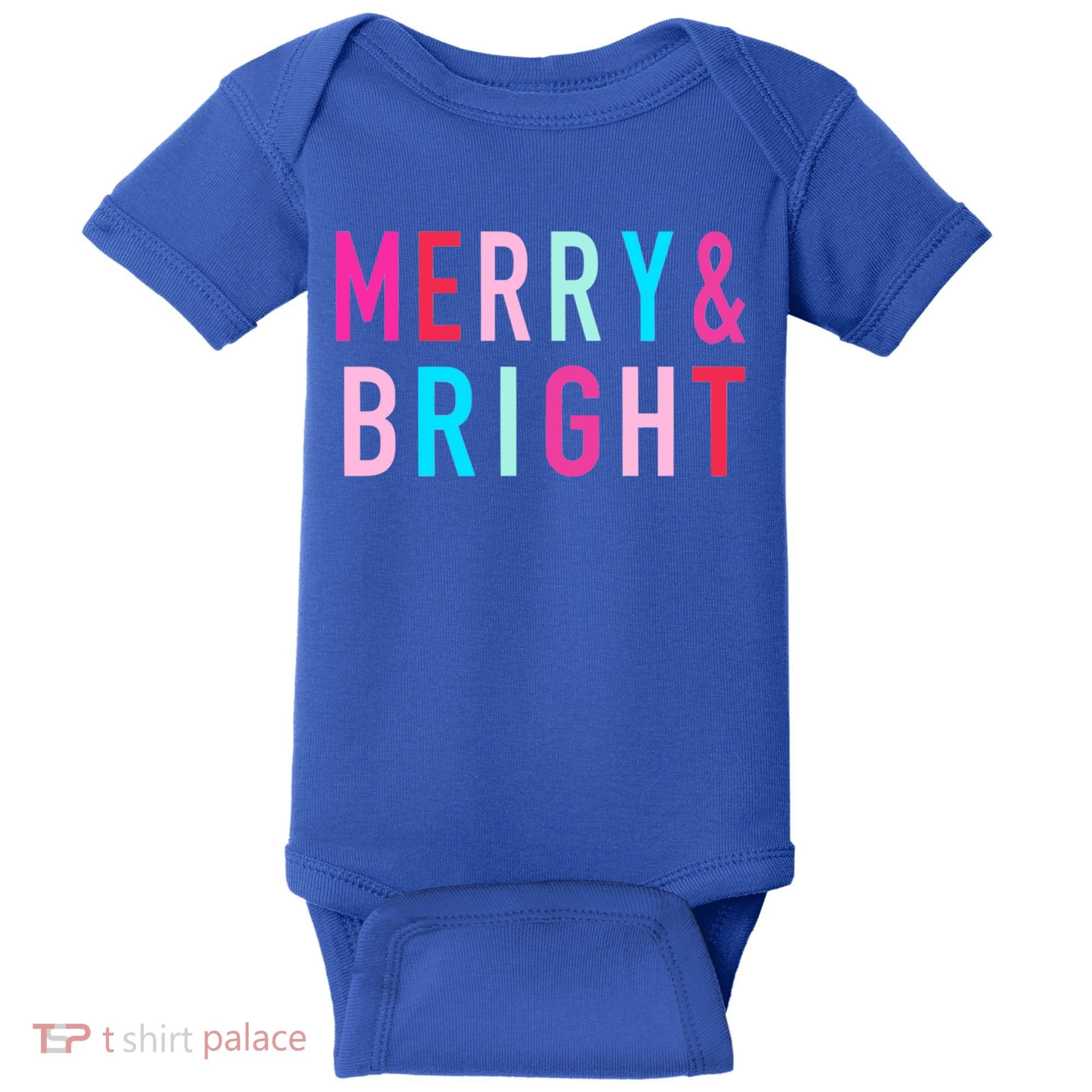 Merry And Bright Christmas Cool Gift Baby Bodysuit