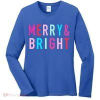 Merry And Bright Christmas Cool Gift Women's Long Sleeve Shirt thumb 0