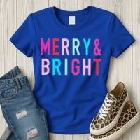 Merry And Bright Christmas Cool Gift Women's T-Shirt thumb 3