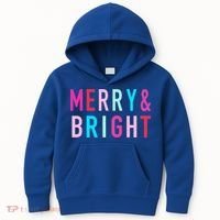 Merry And Bright Christmas Cool Gift Kids Hoodie thumb 0