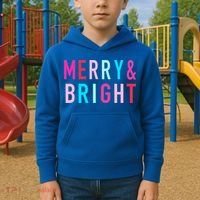 Merry And Bright Christmas Cool Gift Kids Hoodie thumb 2