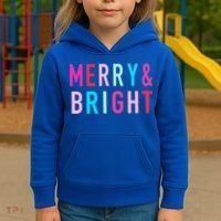 Merry And Bright Christmas Cool Gift Kids Hoodie thumb 3